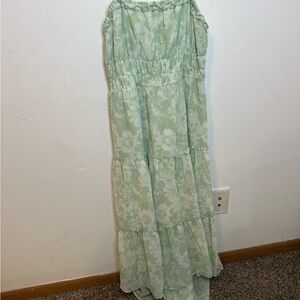 No Boundaries Light Green Floral Maxi Skirt